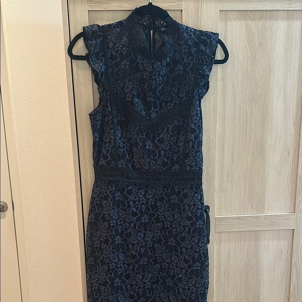 Sleeveless Navy Lace Sheath Dress - Classic Women's Dress